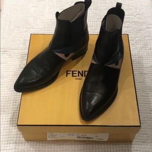 Fendi black burgundy monster eyes ankle boots 37